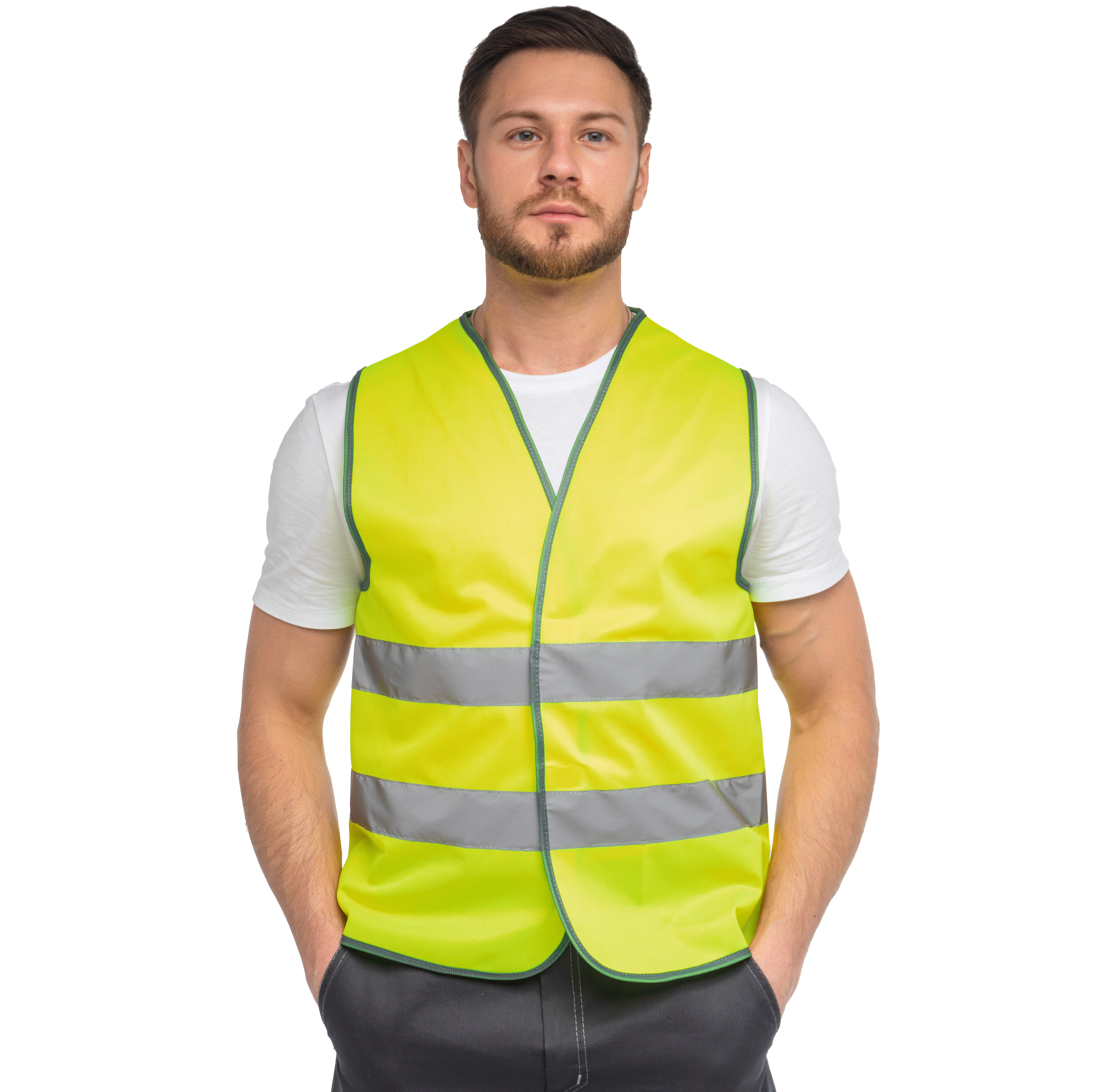 Жилет сигнальный повышенной видимости желтый J02 Жилет сигнальный повышенной видимости желтый J02