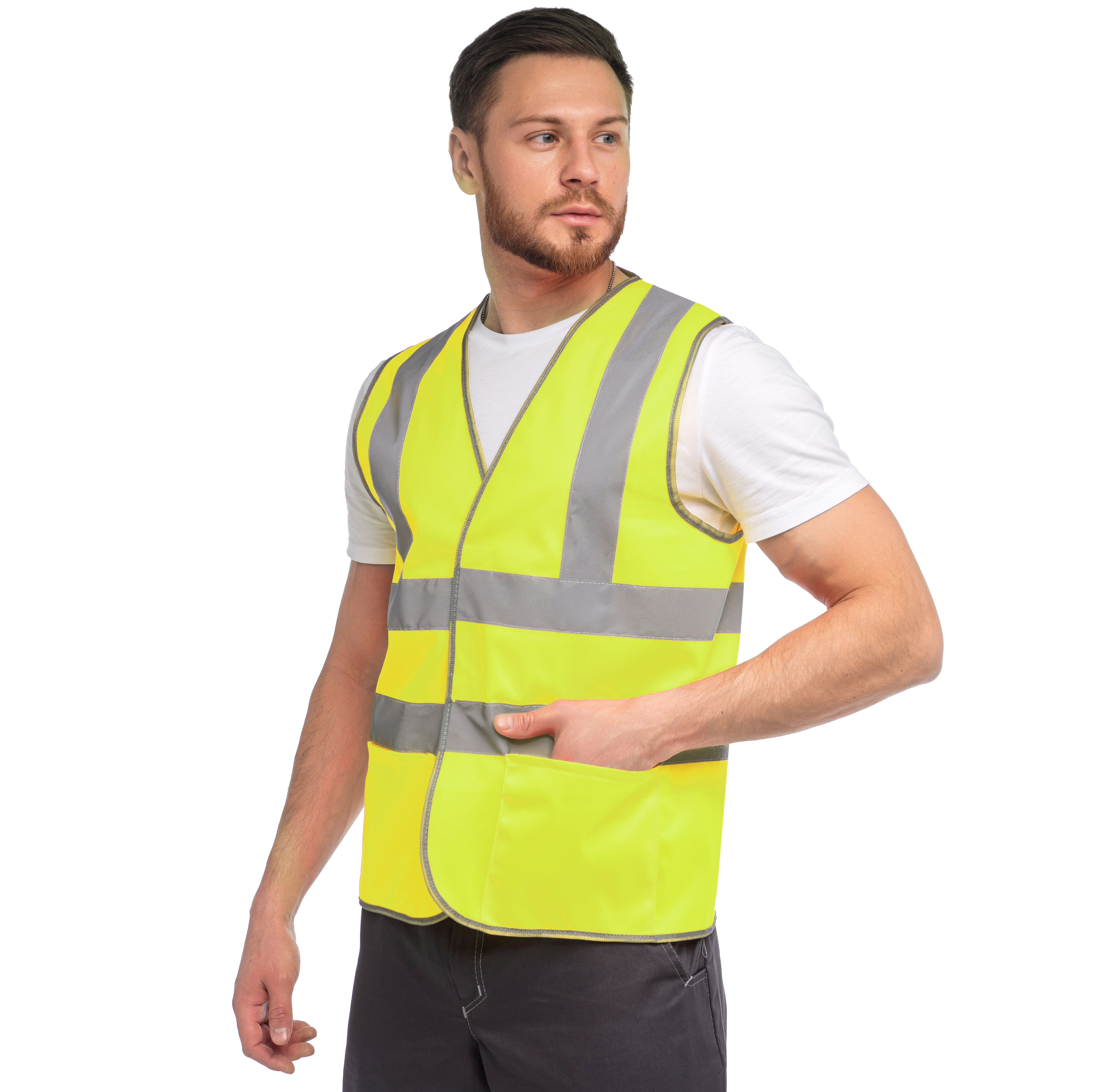 Жилет сигнальный повышенной видимости желтый J04K Жилет сигнальный повышенной видимости желтый J04K