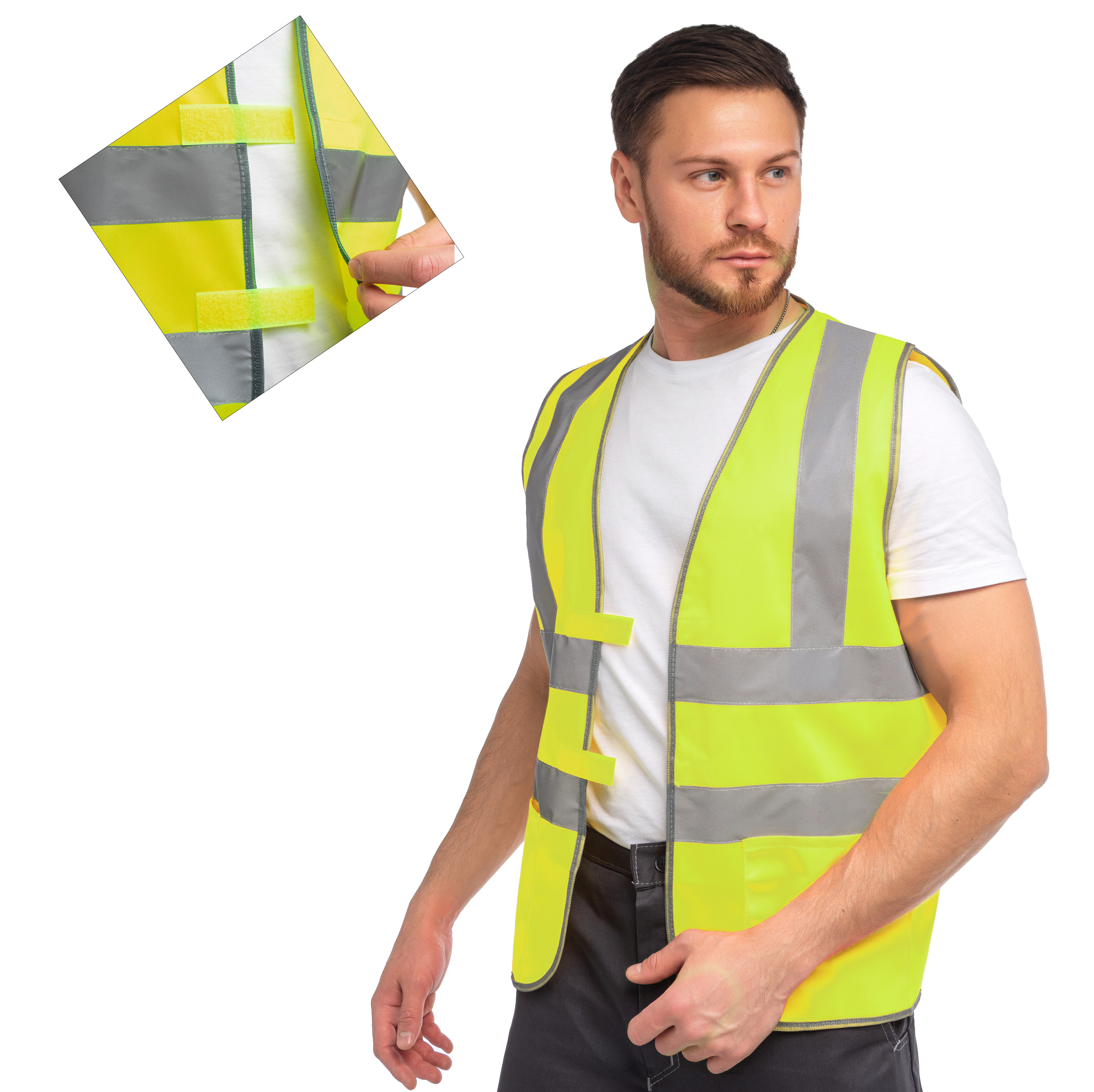 Жилет сигнальный повышенной видимости желтый J04K Жилет сигнальный повышенной видимости желтый J04K