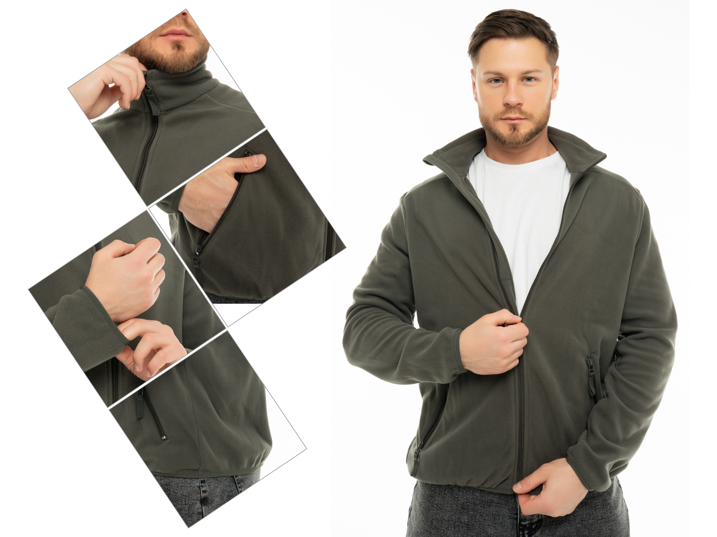 Куртка флисовая мужская арт. JF-01 хаки Куртка флисовая мужская арт. JF-01 хаки