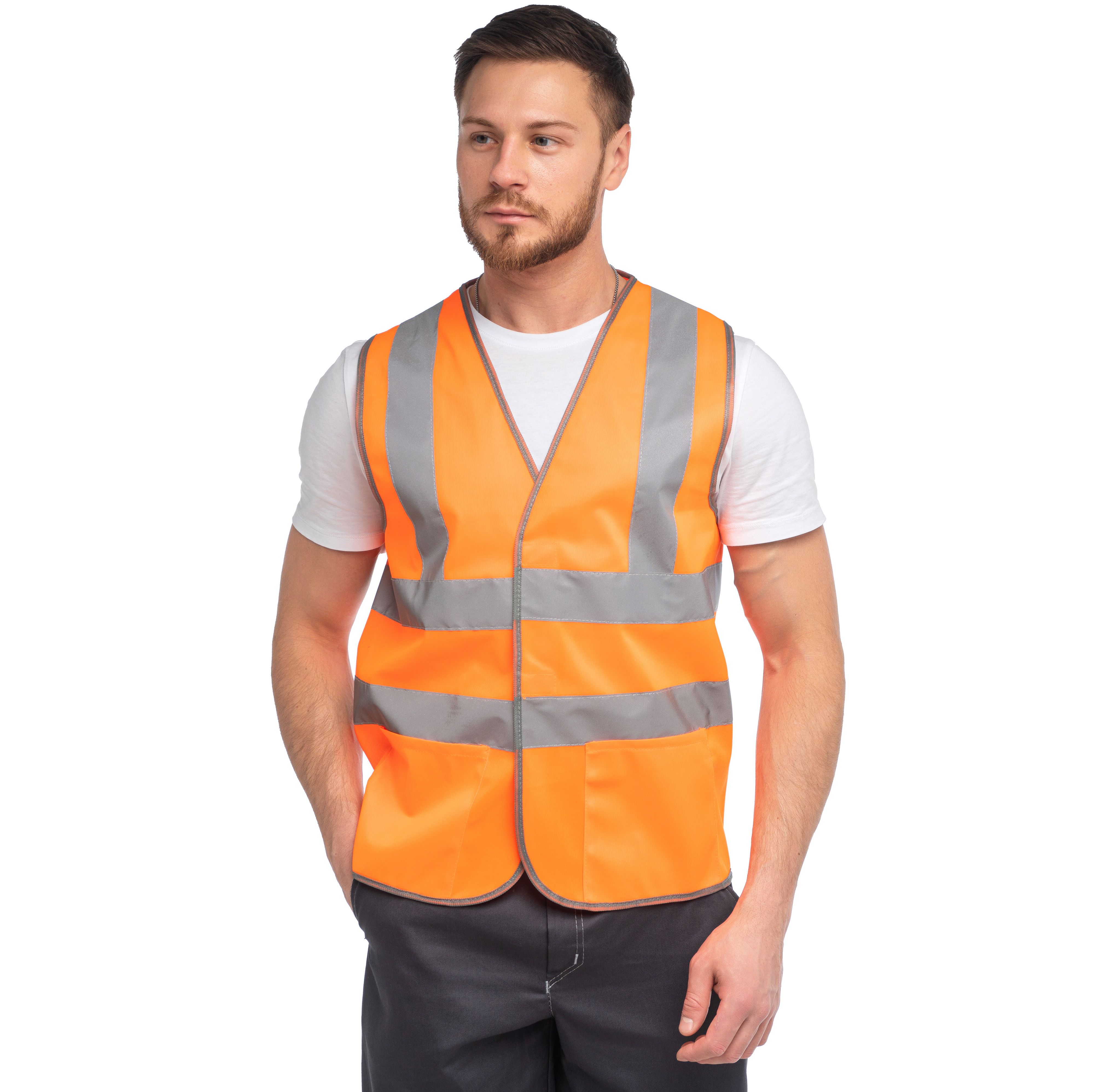 Жилет сигнальный повышенной видимости оранжевый J04K Жилет сигнальный повышенной видимости оранжевый J04K